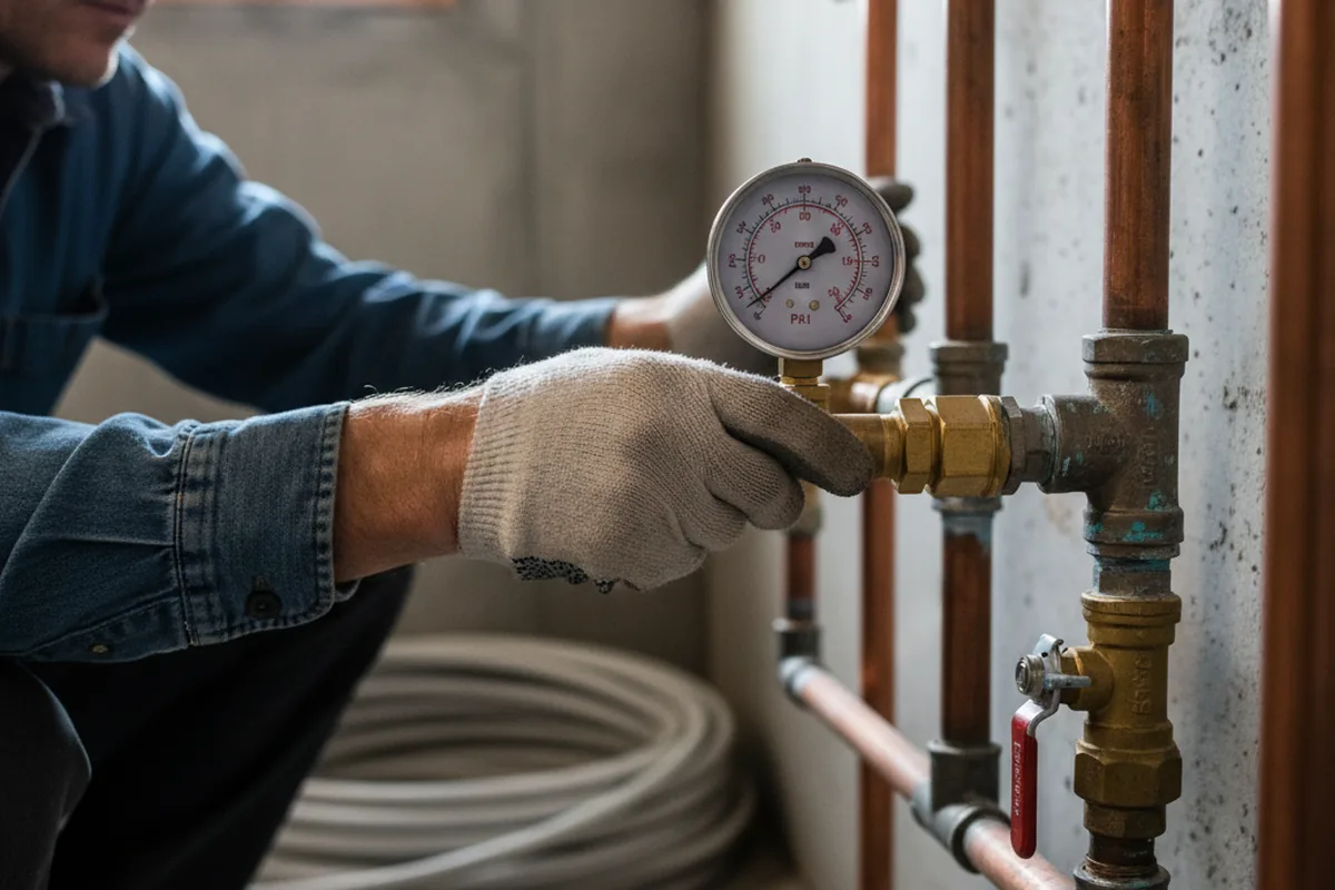 Pressure testing a repaired line during Water Line Repair in Fowler